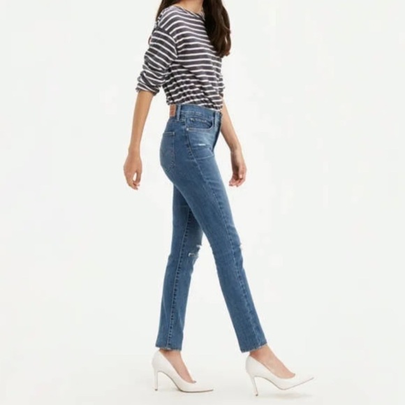 Levi’s 311 Shaping Distressed Skinny Jean Mid-Rise 31 x 30 Med Wash Stretch NWT - Picture 1 of 11